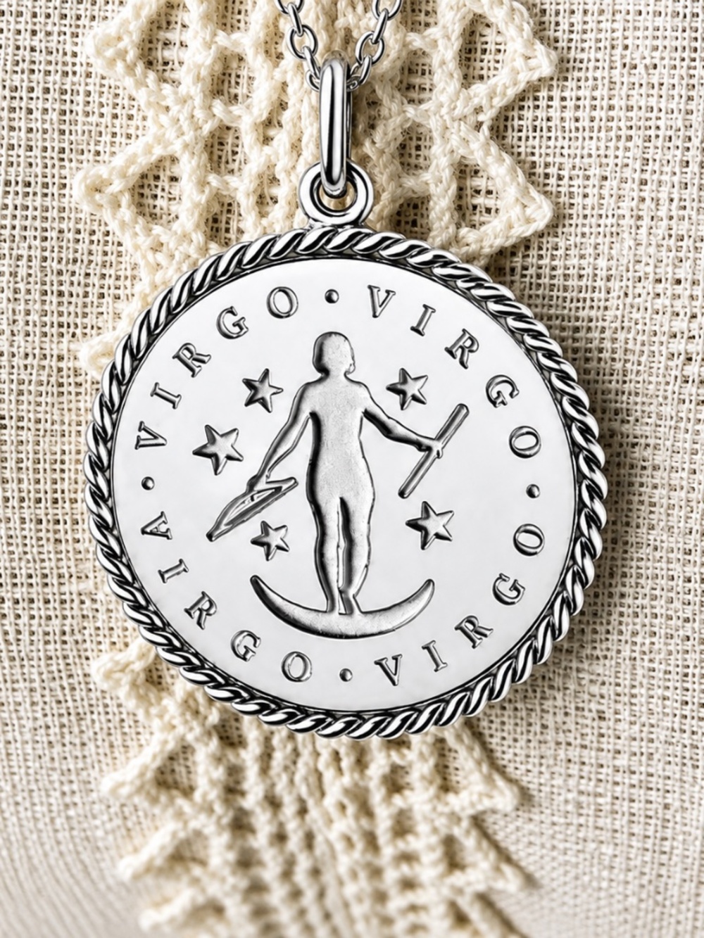 Tiffany & Co Vintage LARGE Virgo Zodiac Charm Pendant Necklace